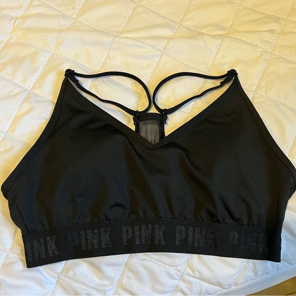 PINK Victoria’s Secret lightly lined Racerback mesh strappy sports bra size M